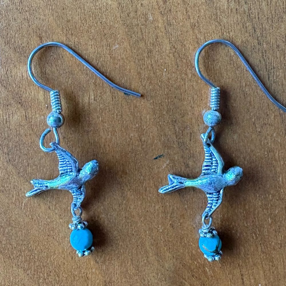 Turquoise Bird Dangle Earrings - Women Jewelry